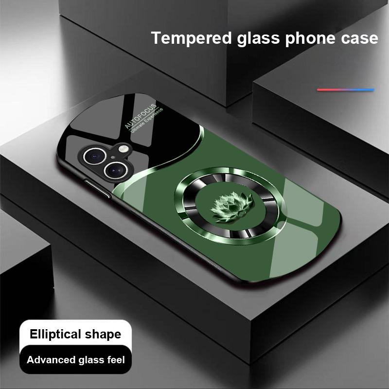 Kreis Lotus Weiß Für Apple IPhone 16 11 13 15 14 Pro Max 12 Mini 7 8 Plus XR X XS Elliptisch Geformte Hülle aus Gehärtetem Glas