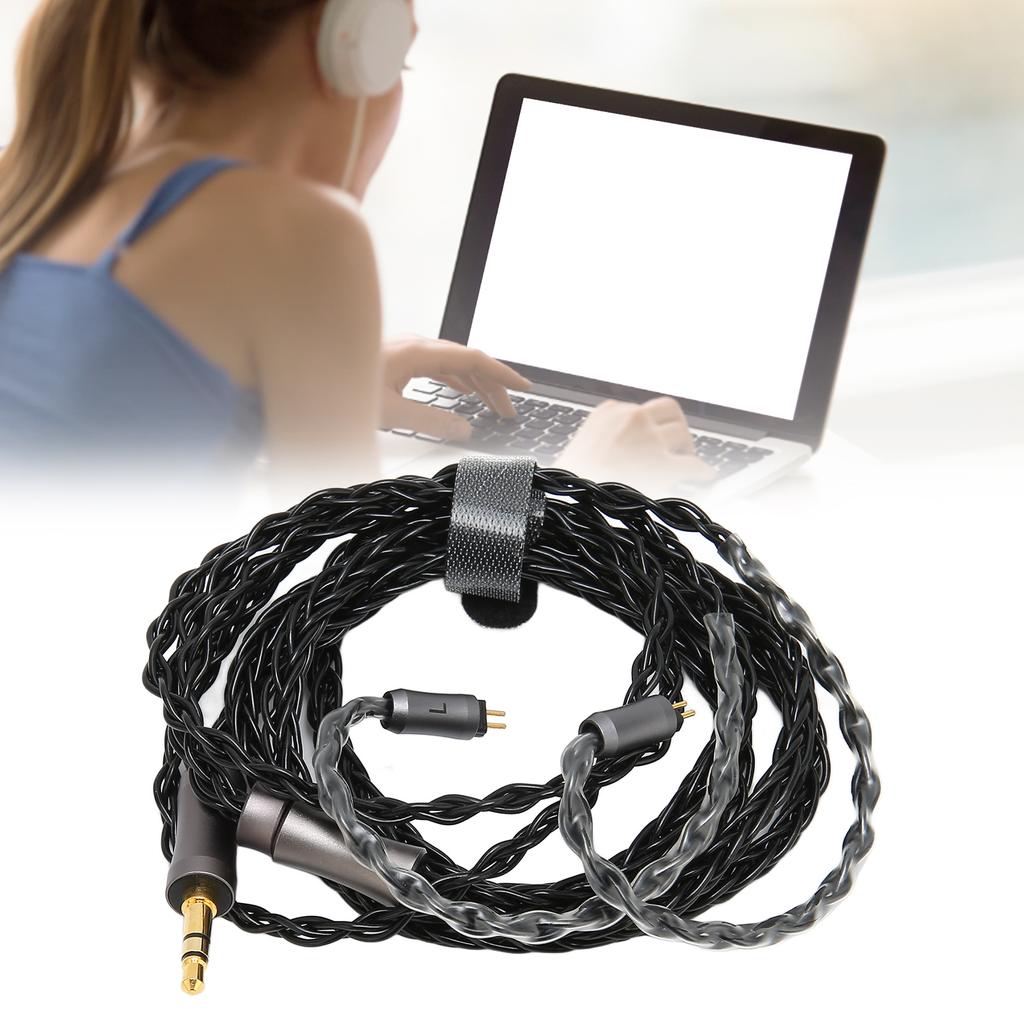 3.5mm Headphone Cable 8 Core Silver Plated 3.9ft 2Pin Headphone Cable for MP3 MP4 Headphones