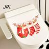 Christmas Bathroom Toilet Stickers Stocking Stickers, Waterproof PVC Decals for Holiday Home Easy Peel And Stick Decoration, Red Watercolor
