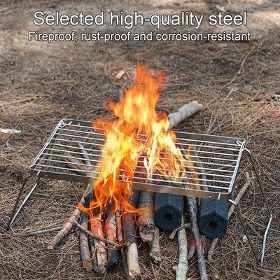 Fornello da Campeggio Pieghevole da Esterno Griglia Portatile per Uso Pesante in Acciaio Inossidabile per Backpacking Cucina Barbecue Picnic Pieghevole Griglia da Campo Griglia