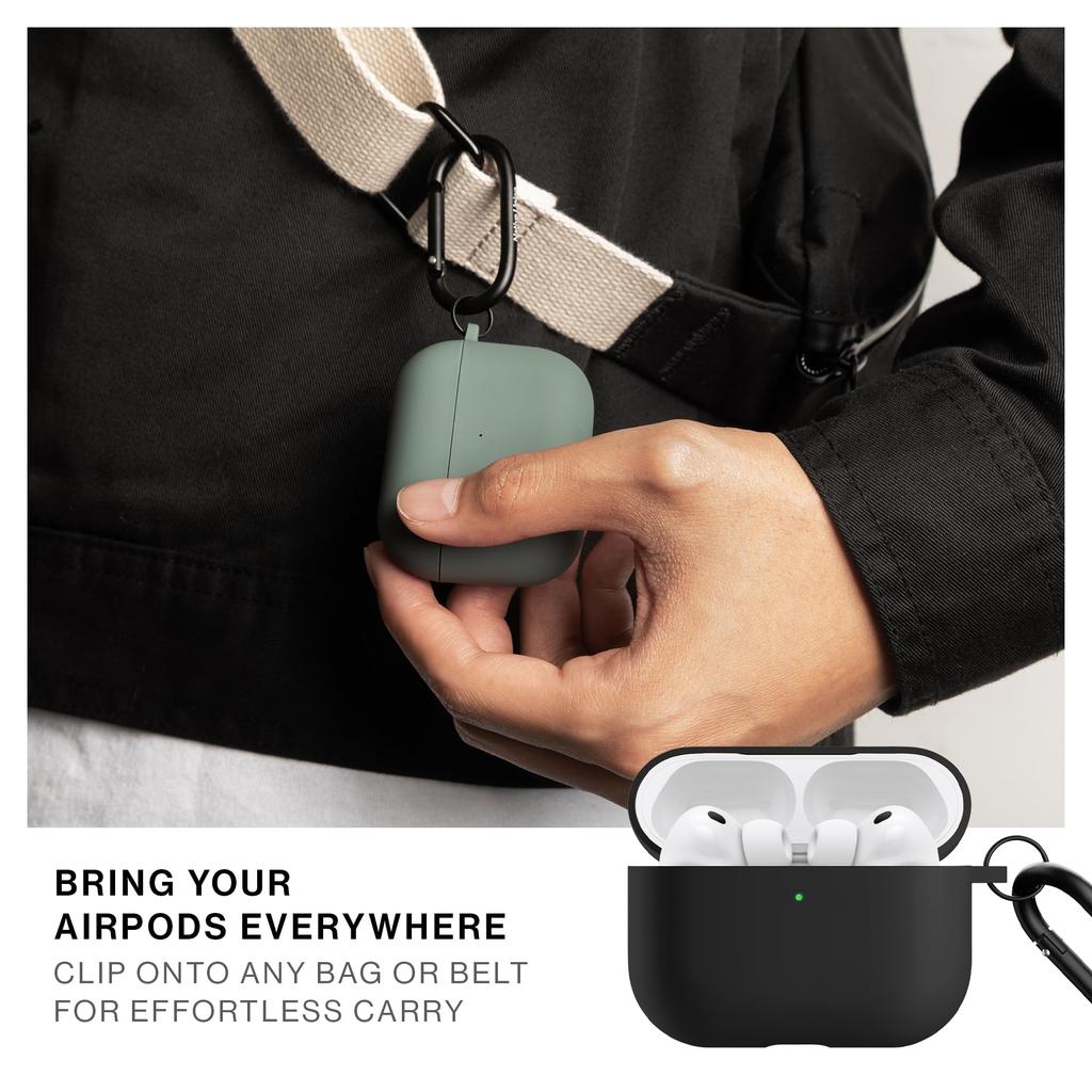 Native Union Active Case för AirPods Pro 3 - med Klämma för Fästning Överallt - Silkeslen Matt Silikonfodral (Svart)