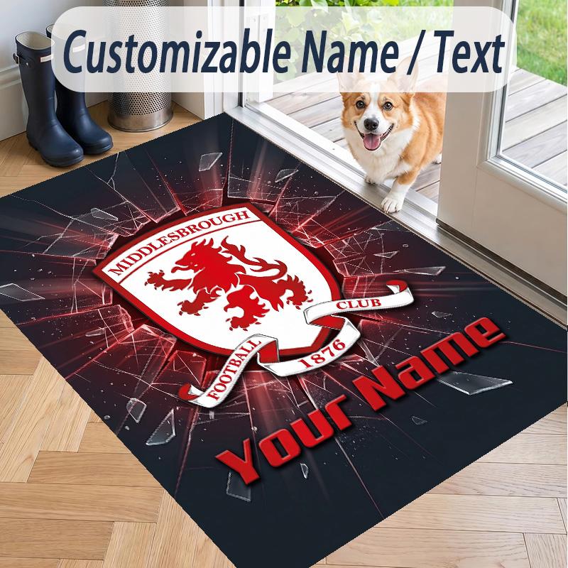 Custom Text Printed Rug Middlesbrough FC Non Slip Floor Carpet For Home Room Decor