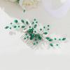 Europe and America Cross Border Special for Green Emerald Crystal Silver Leaves Hair Comb Accessories Bridal Wedding Headdress