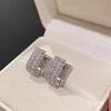 Stylish high-end earrings, double-row zircon U-shaped design earrings, elegant and fashionable accessories