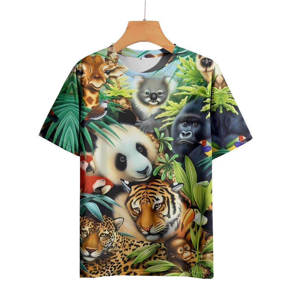 

Футболка с принтом животных из мультфильмов для мужчин, футболки с древним лесом, уличные топы в стиле хип-хоп, одежда, повседневные свободные футболки с короткими рукавами 6XL