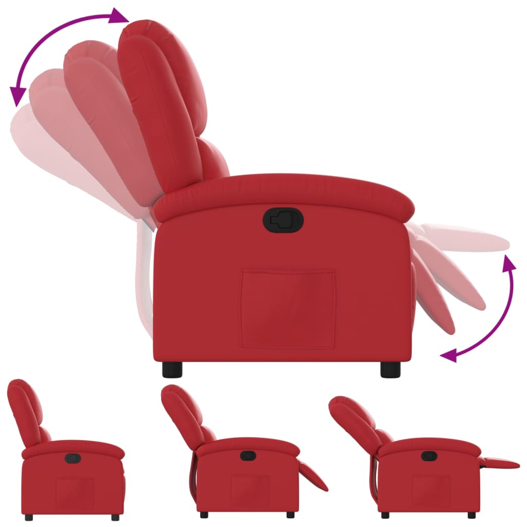 Recliner Chair Red Faux Leather