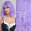 Peruca de cabelo cosplay curto bob ondulado claro roxo com franja sintética ombro longo perucas de Halloween para mulheres naturais resistentes ao calor