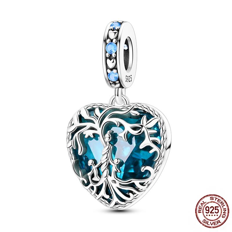 Charms Beads 925 Sterling Copper Pink Butterfly Luminous Firefly Chameleon Heart Charm Fit Original Bracelet DIY Holiday Zircon