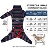 Breathable Dog Recovery Suit Dark Blue Striped Large Dog Bodysuit Dog Pajamas  Heat Cycle Care