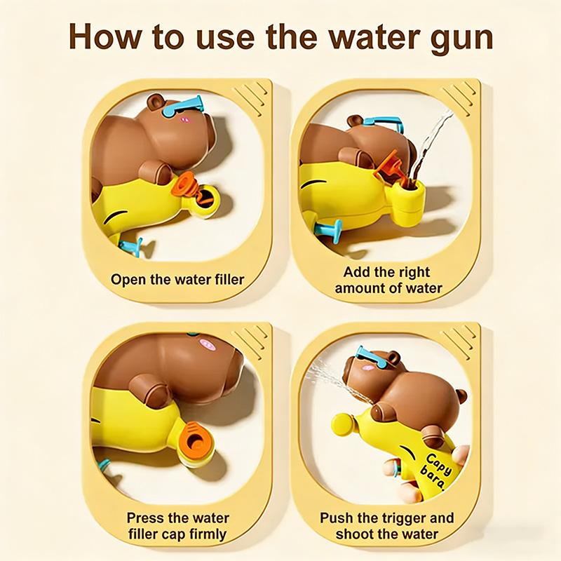 Capybara Water Spray Gun Tap To Launch Long Jet Water Toy Cute Design Summer Beach Pool Outdoor Water Fight & Stress Relief Toy