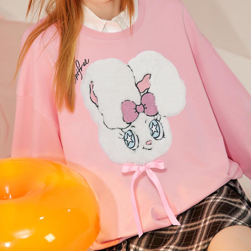 UNIFREE Essley Rabbit Applique Loose Crewneck Sweatshirt