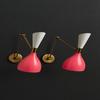 Mid Century Diabolo Wall Sconce Set of 2 Brass Pink Italian Light