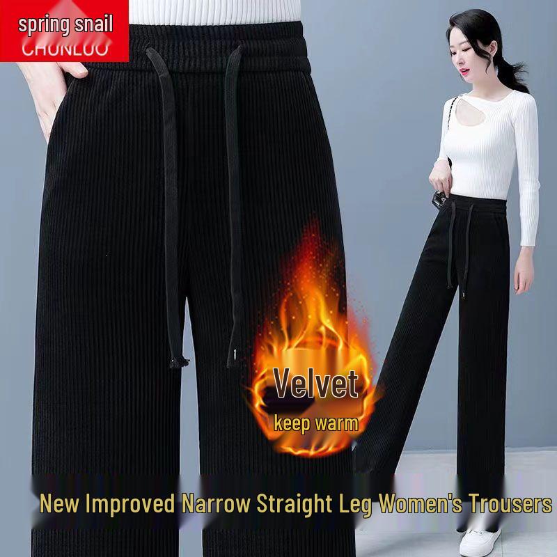Damen Cord-Fließende Weitbeinige Hose - Große Größen, Einfarbige, Frühling/Herbst