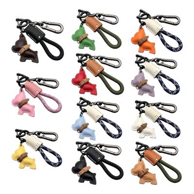 Stylish French Dog PU Leather Key Rings Secure Antislip Design Comfortable Grip For Office Travel Outdoor Use