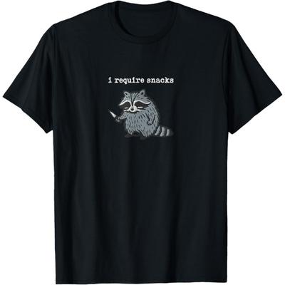 Qiyigs I Require Snacks Raccoon T-Shirt