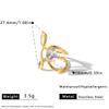 Fashion Trendy Gold Plated Stainless Steel Zircon Ring Irregular Geometric Lines Rings for Women Wedding Engagement Party Gift