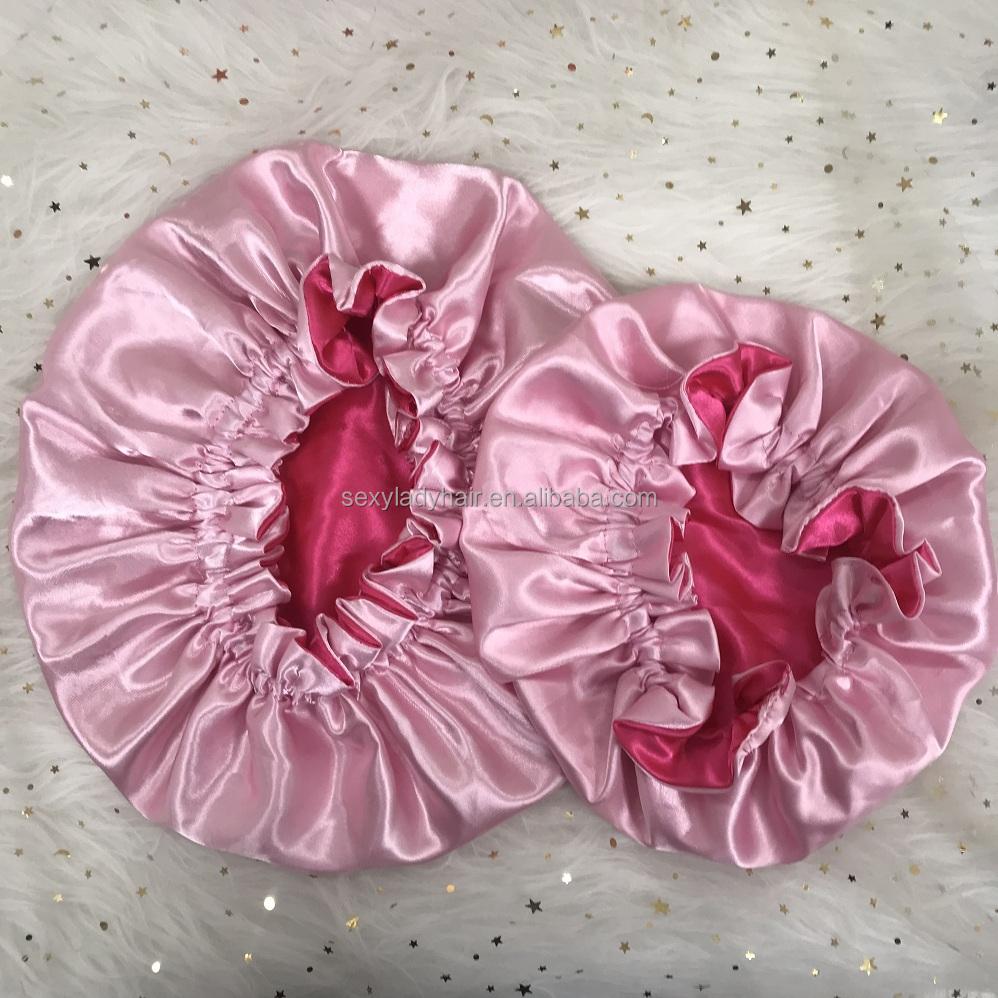 High Quality Personalized LOGO Custom Silk Sleep Bonnet Colorful Real Satin Double Layer Bonnet With Logo Accessories