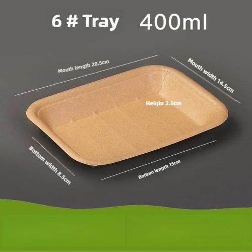 Disposable Food Grade Kraft Paper Lunch Box Waterproof Oil-proof Square Paper Plate Snack Tray Thickened Fruit Barbecue Plate