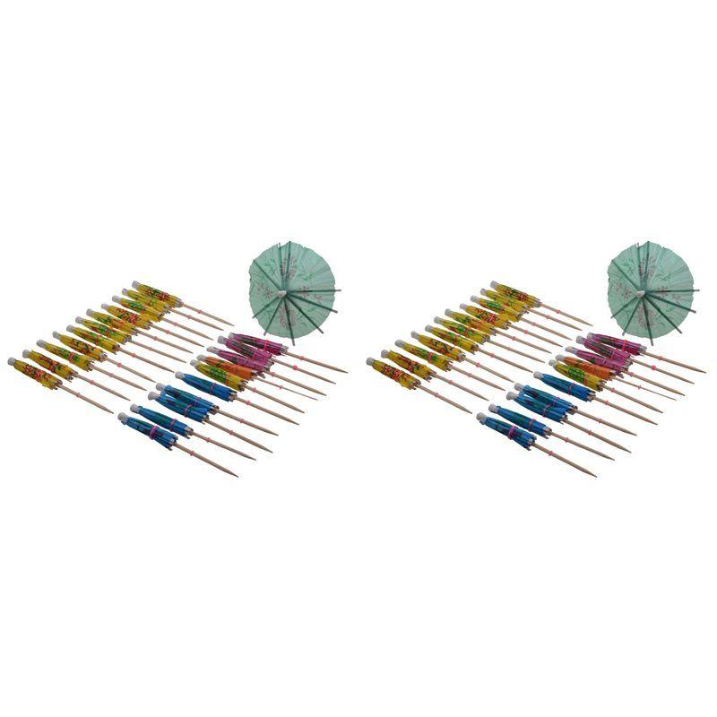 

ABJI-48 Mixed Paper Cocktail Umbrellas Parasols Party Drinks