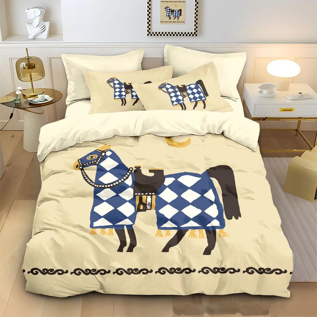 Vintage Horse Painting Duvet Cover Abstract art Pattern Bedding Set Comforter Cover for Gifts Single Twin Full Queen King Size