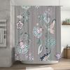 Delightful Floral Shower Curtain Grey Boho Pattern With Birds Butterflies Room Decor Customizable Size Available Ideal Gift For