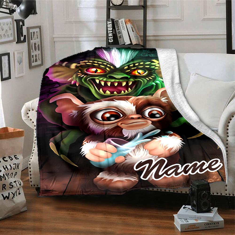 Customizable Gremlin1 Throw Blanket – Personalized Name, All-Season Cozy Snug Blanket, Machine Washable, Personalized Blanket