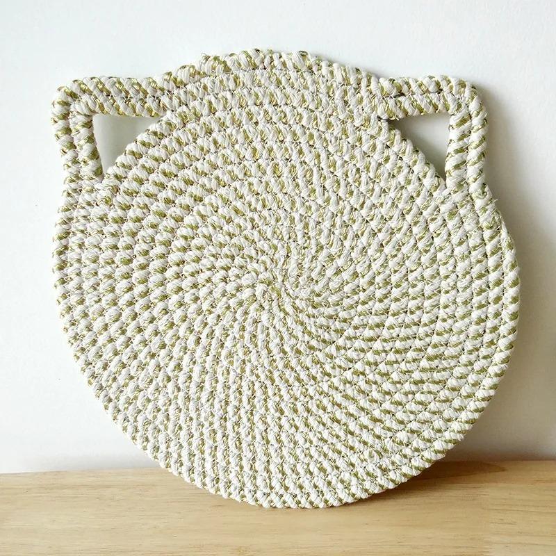 30cm simple solid color cat ear cotton rope placemat kitchen insulation and heat-resistant pad cotton thread pot mat cup mat