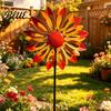 Rostfreies Metall Hofskulptur Blume Windrad 29,5" Spinner mit Stab Outdoor Langlebige Erdspieße Rostbeständige Windmühle für Garten Rasen