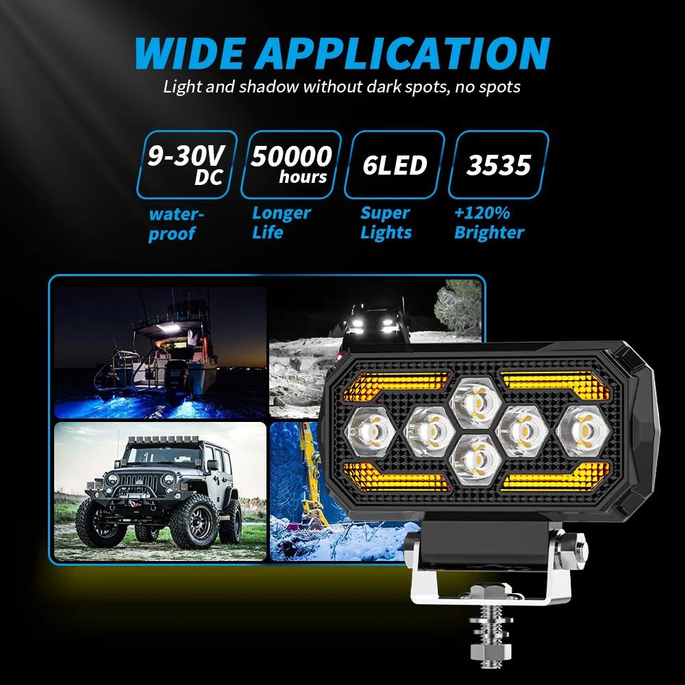 5 Inch Rectangle DRL Day Running Lights Modified LED Work Lights Off-Road Vehicle Spotlights ATV SUV 4X4 Headlights Flash