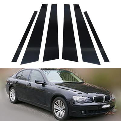 6pcs Fit For BMW 7 Series E65 E66 2001 2002 2003 2004 2005 2006 2007 2008 Door Trim Pillar Posts Glossy Black Window Decorative Cover