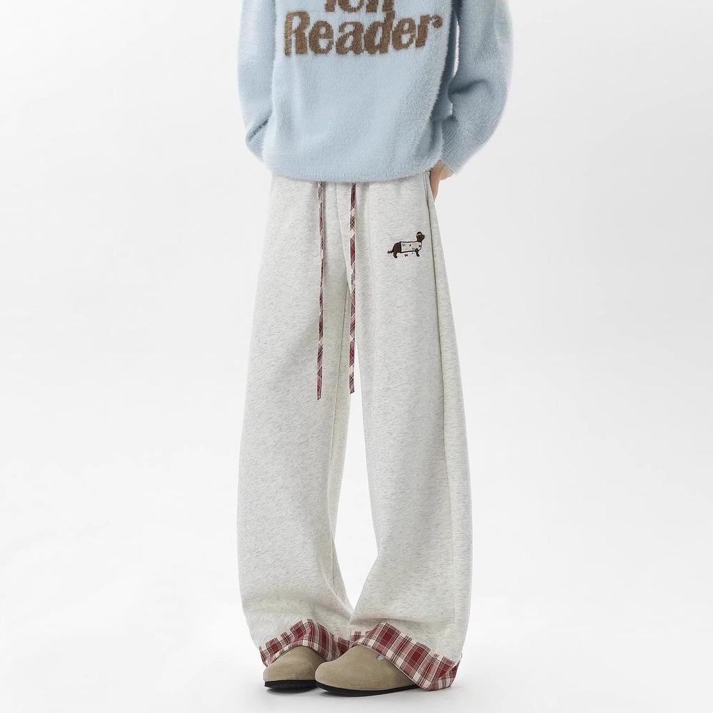 Damen Graue High-Waist Sweatpants mit Spitze und weitem Bein - Kollektion Frühjahr 2025