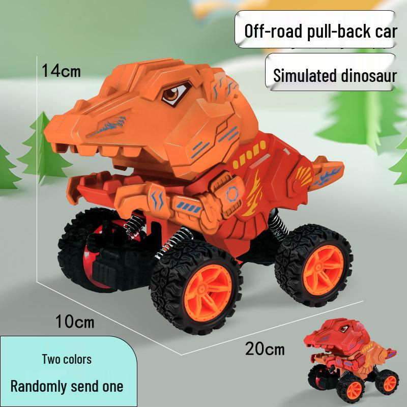 Dual Pull-back Inertia Tyrannosaurus Rex Off-road Toy Car - Shock-absorbing, Drop-resistant for Kids
