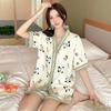 Panda Cartoon Sweet Short-sleeved Shorts Bubble Cotton Crepe Summer Thin Pajamas Girl Print Loungewear Set