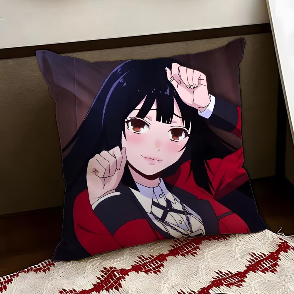 KKakegurui Anime Cushion Cover Reversible Soft Durable Pillow Cover Home Car MultiScene Use for Daily Comfort