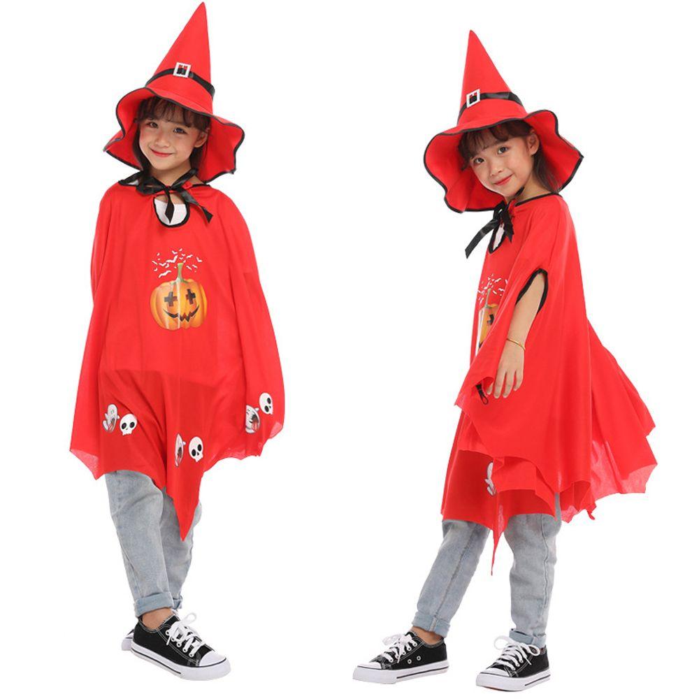 Cape Halloween Children's Costume Party Masquerade Cloth Witch Pumpkin Hat For Stage Performance