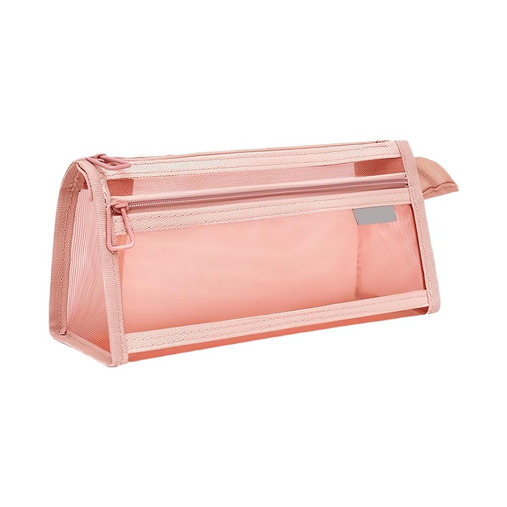Transparent Mesh Double-Layer Pencil Case for Students - Large Capacity