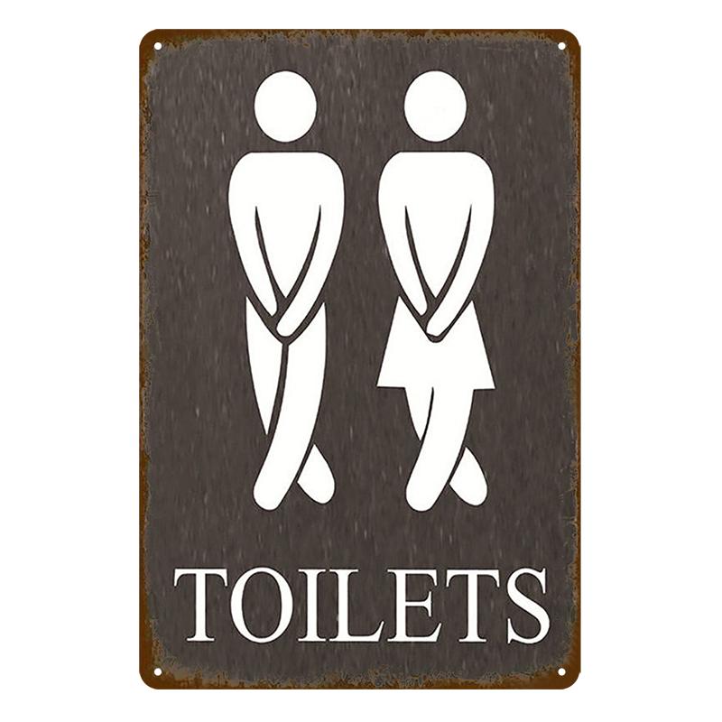 Muž Žena Vtipné WC Značka Kovový Plakát Toaletní Deska Plechová Cedule KTV Bar Obchod Koupelnová Stěna Dekorace Nástěnná Malba Domácí dekorace 8 X 12 Palců