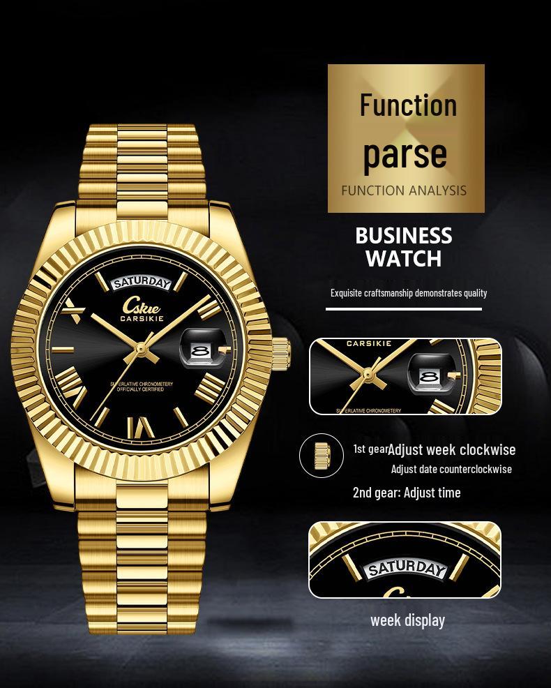 Swiss Brand Ultra-Thin Men's Steel Band Business Watch - High-End Waterproof Design