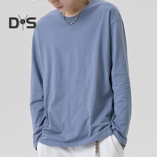 Pánské tričko s kulatým výstřihem, dlouhým rukávem, jednobarevné, pulovr, topy volného střihu, měkké prodyšné tričko, domácí posilovna, streetové oblečení