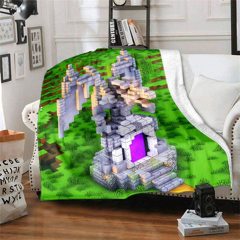 1pc Blanket Minecraft5 Print Design, Lightweight Blanket for Sofa, Bed- Soft &Warm, Gift for All Seasons like Christmas, Halloween