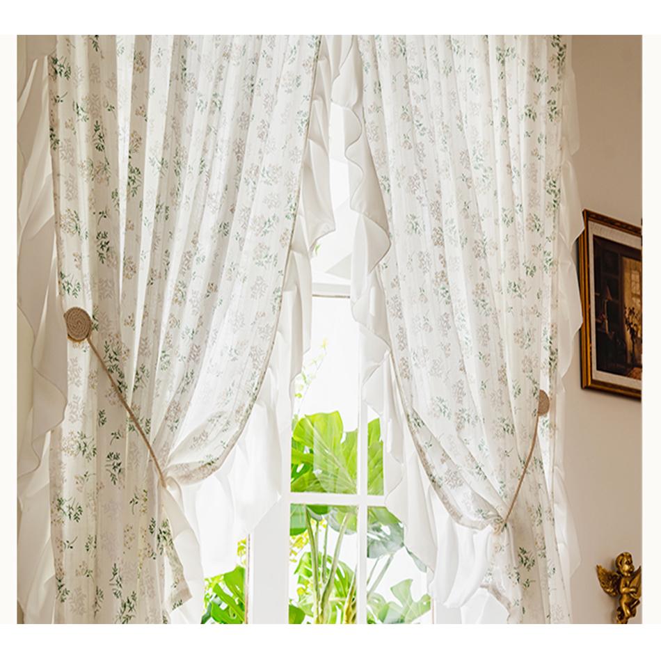 Koreaanse Ruches Margriet Gordijnen Stangzak Gordijn Bloemen voor Keuken Slaapkamer Woonkamer Erker Kast Gordijn 1PC W150xH60cm&Rod Pocket