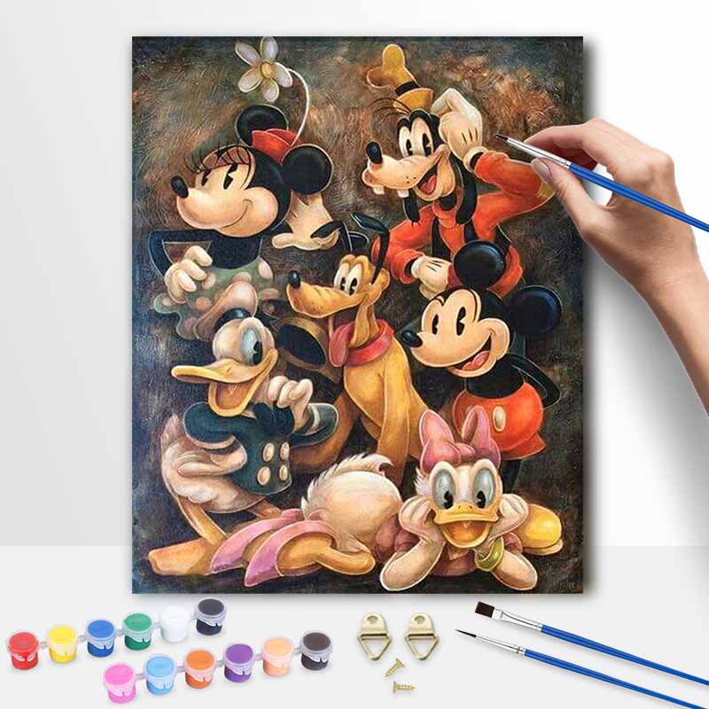 Disney Mickey Mouse and Friends Digital Oil Painting Art Painting Kit Manual Diy Painting for Home Decorations