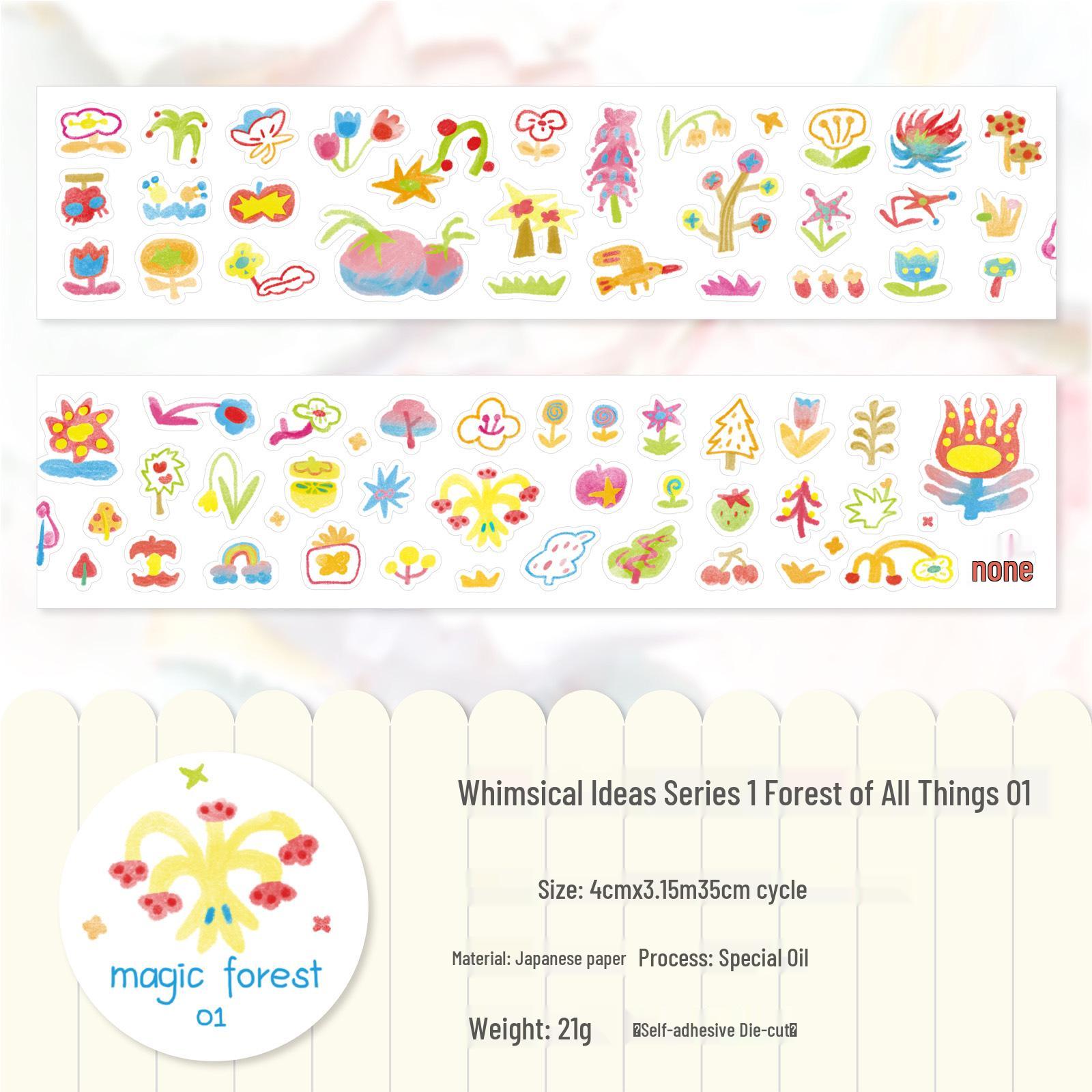 AGUGU Whimsical Series Cute Elements Die-Cut PET Sticker Roll Tape