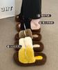 Rhinestone fluffy slippers women's fashion 2025 autumn and winter new versatile heightening plush cotton slippers