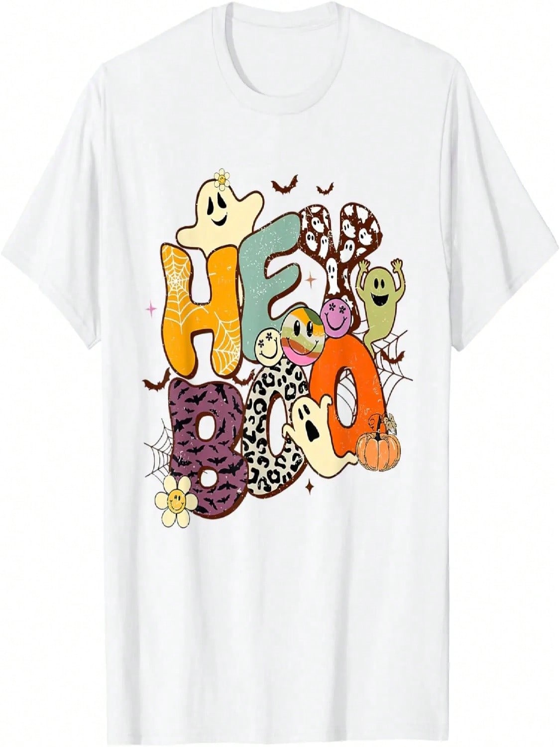 Hey Boo Leopard Halloween Party Ghost Boo Funny T-Shirt S