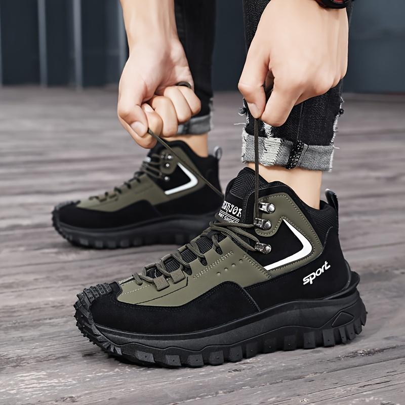 Men'S Stylish Black & Golden Low-Top Sneakers - Durable, Non-Slip PVC Sole, Lace-Up Casual Shoes for Hiking, Running & Casual Attire, Hiking Footwear