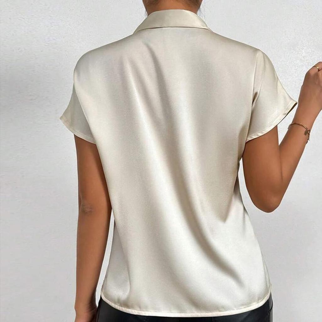 Damen Modisches Lässiges Einfarbiges Rundhals Kurzarm-Top Kurzarm-Top