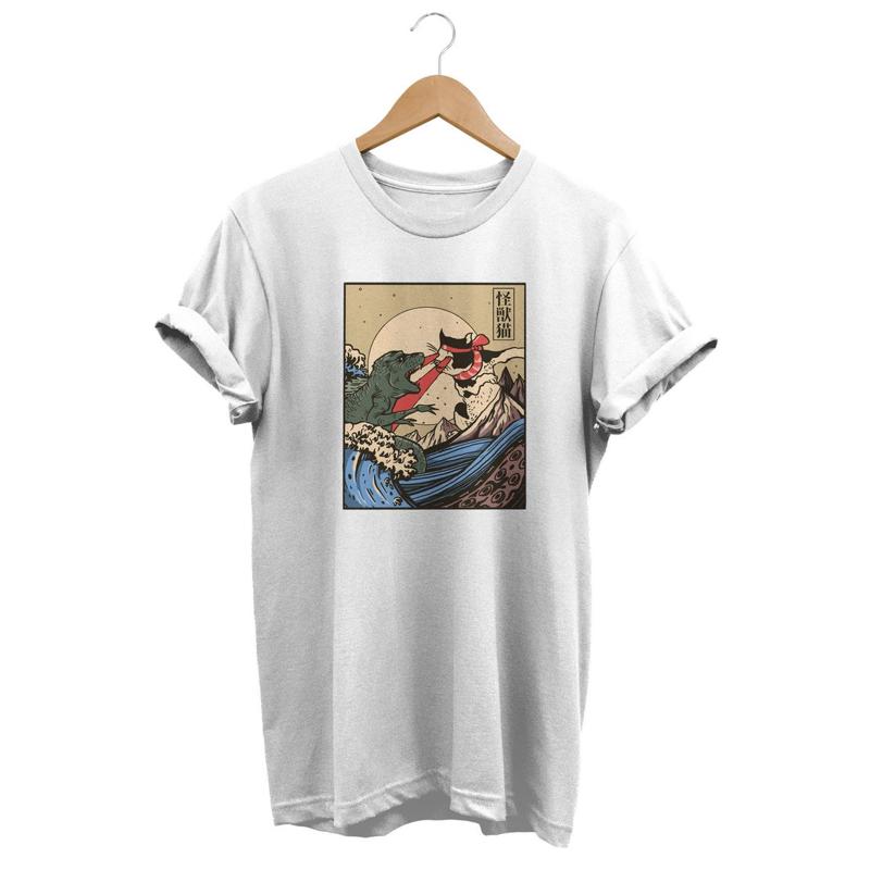 

Vintage Japanese Monster Cat T shirt Japan Streetwear Alternative Clothing S разноцветный