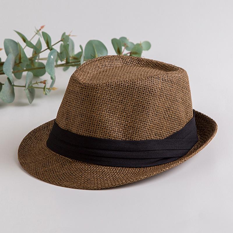 Hot Selling Panama Straw Hat Curled Gentleman Sunscreen Beach Hat Three Fold Edge Straw Jazz Top Hat