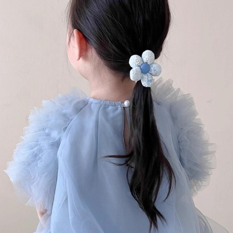 2 Stück Elastische Haarbänder Baby Mädchen Haarseil Zopfgummis Süße Schleife Blume Scrunchies Pferdeschwanzhalter Kinder Haarschmuck
